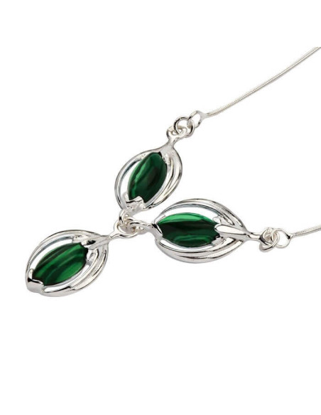 Silver necklace with malachites N 599 Malachite