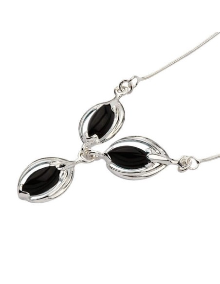 Silver Necklace with Onyx N 599 Onyx Polcarate Design