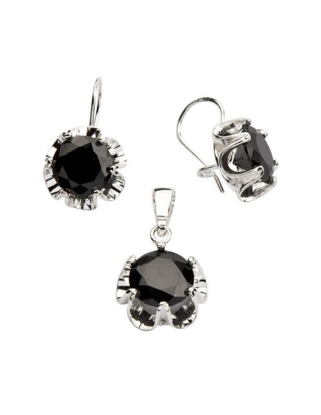 Silver set with zircons KPL 982 Black