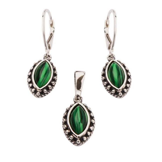 Bransoletka srebrna z Malachitami L 1559 Malachit|Polcaratdesign.pl Biżuteria