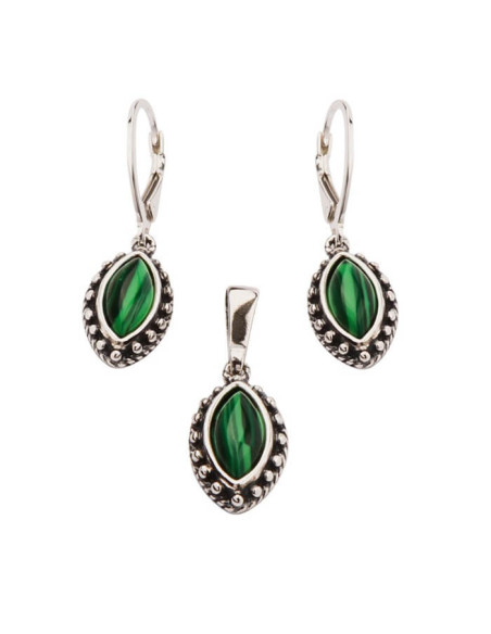 Silver bracelet with Malachites L 1559 Malachite