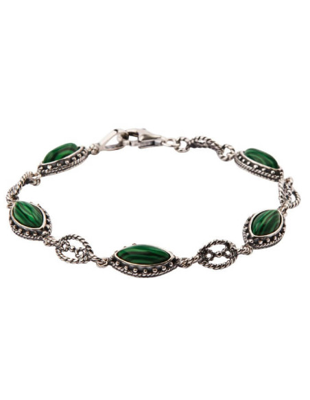 Silver bracelet with Malachites L 1559 Malachite