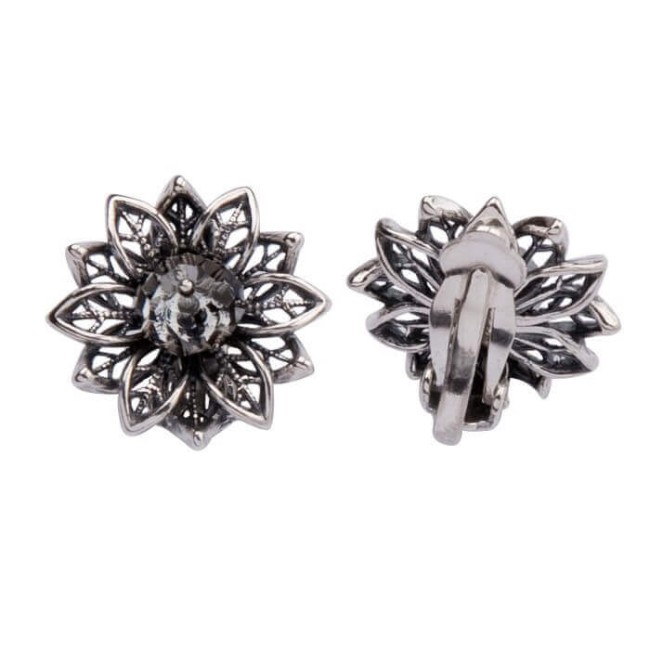 Silver clips with crystals KL 1611