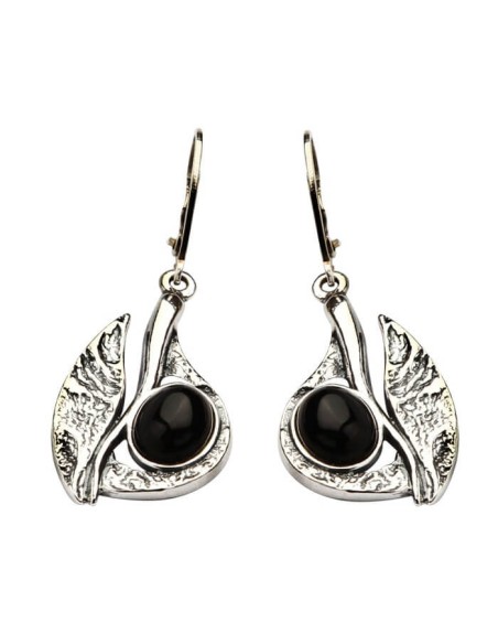 K 1632 Onyx Silver Earrings