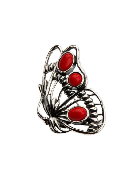 Silver brooch B 124 Coral