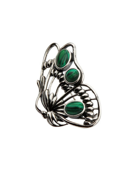 Silver brooch B 124 Malachite