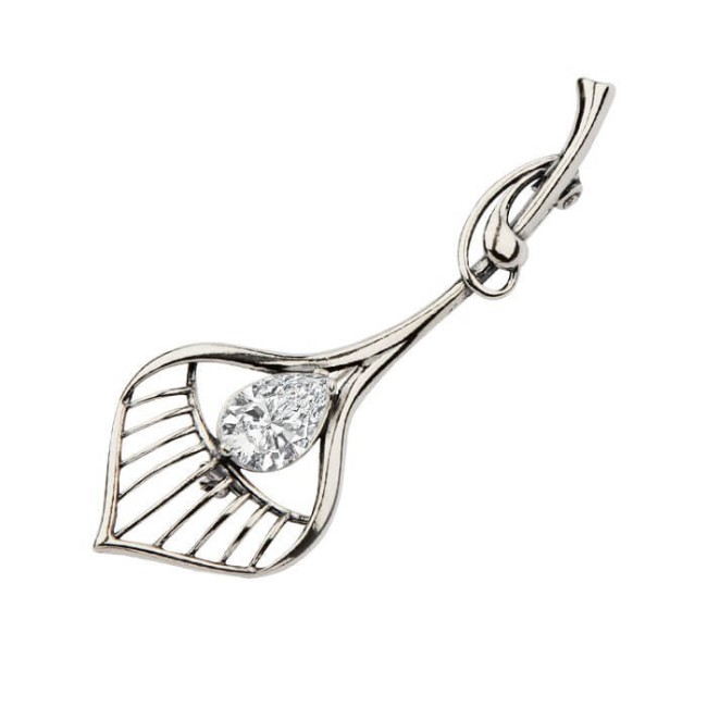 Broszka srebrna z cyrkoniami B 132|Polcaratdesign.pl Biżuteria