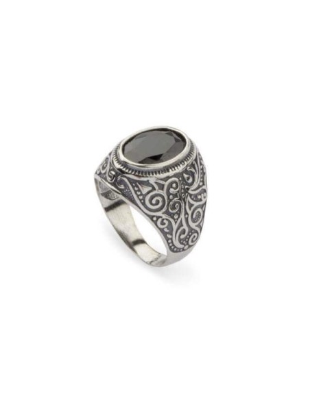 Silver signet ring decorated with zircon PB 375
