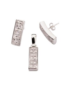 Set of earrings and pendant silver zircons KPL 847