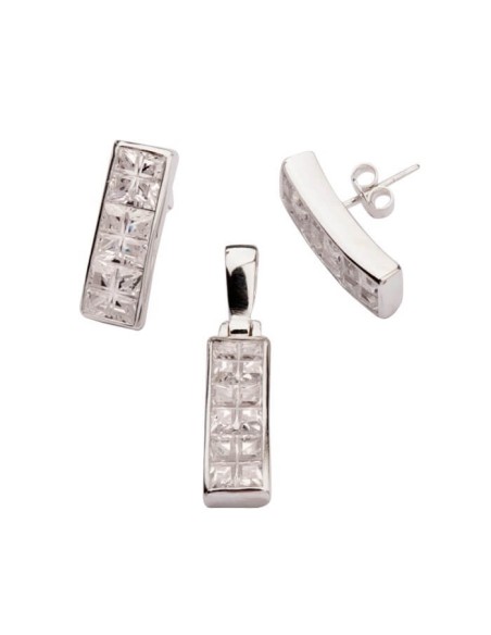 Komplet kolczyki i wisiorek srebro cyrkonie KPL 847