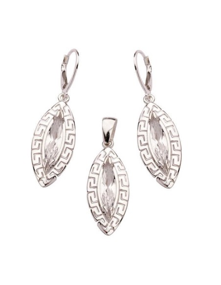 Komplet (kolczyki + wisiorek) srebro cyrkonia KPL 849 Biały