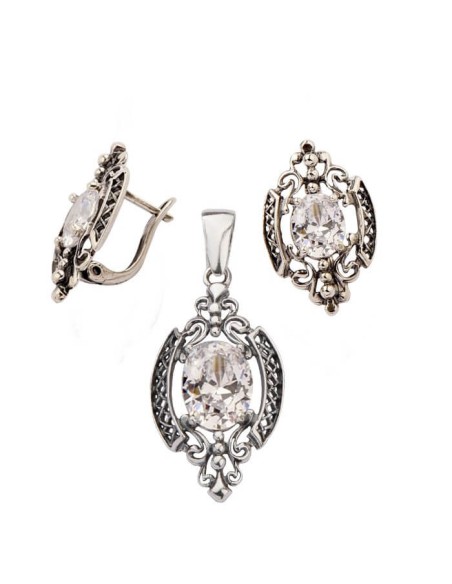 Silver earrings zircons K3 1566