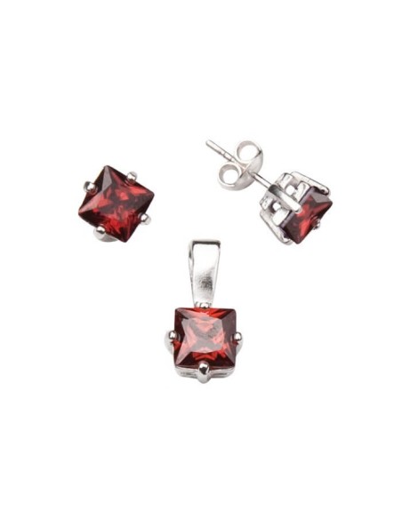 Silver set with cubic zirconia KPL 765 Red