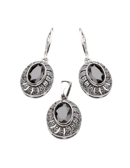 Silver set with black zircons KPL 998 Black