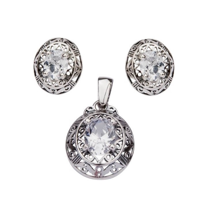 Silver earrings with zircons K3 1569
