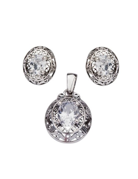 Silver earrings with zircons K3 1569