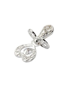 Silver pacifier W 1194 decorated with Swarovski Bermuda Blue crystal - a keepsake for a christening 2