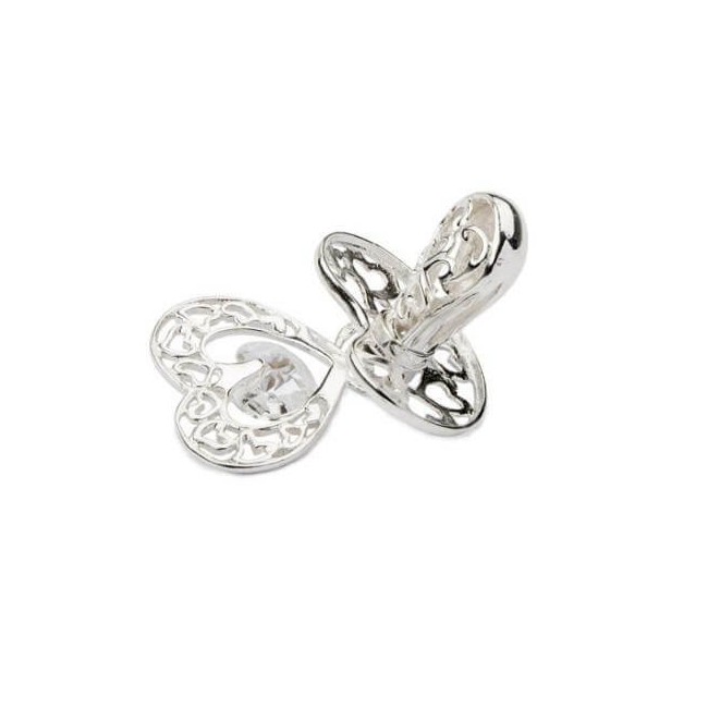 Silver pacifier W 1194 decorated with Swarovski crystal - a keepsake for a christening