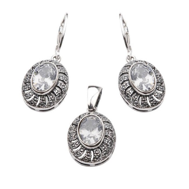 Silver earrings with cubic zirconia K 998