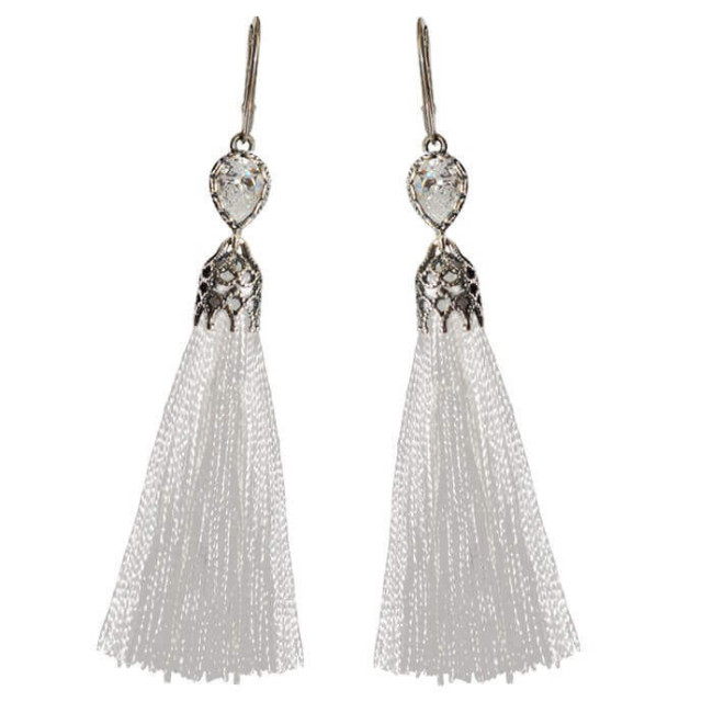 Silver Tail Earrings With Zircons K 1273 White