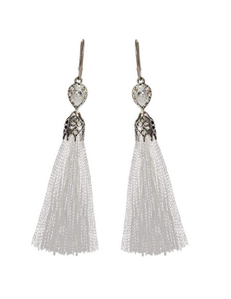 Silver Tail Earrings With Zircons K 1273 White Silver Tail Earrings With Zircons K 1273 White