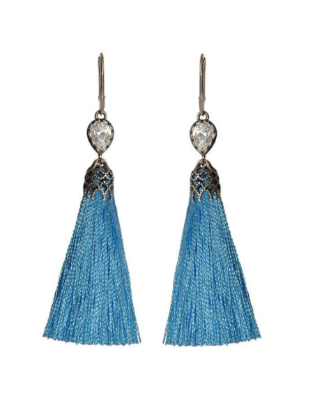 Silver tassel earrings with zircons K 1273 blue Silver tassel earrings with zircons K 1273 blue