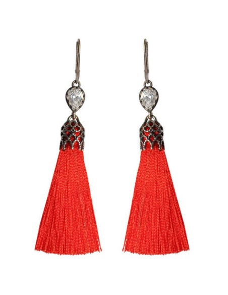 Silver tassel earrings with zircons K 1273 red Silver tassel earrings with zircons K 1273 red