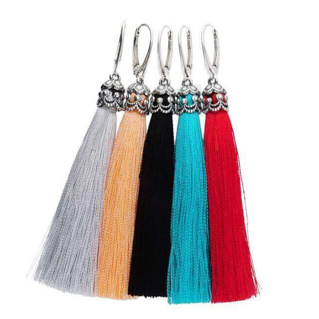 Silver earrings colored tails K 3000