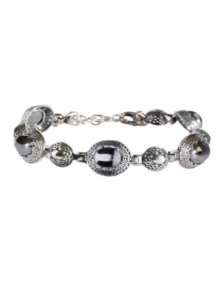 Srebrna oksydowana bransoletka z krzemem L 2023 krzem|Polcaratdesign.pl Biżuteria