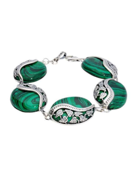 Silver bracelet with malachite L 1716 malachite