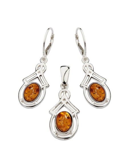 Silver set with amber