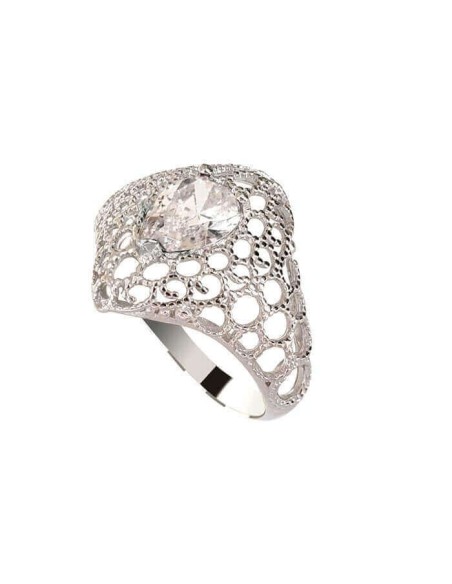 Silver rhodium-plated ring with cubic zirconia PK 2025