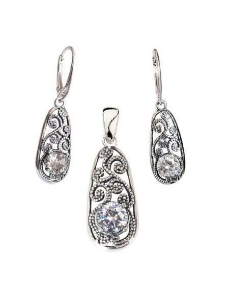Silver pendant with white zircon W 2068