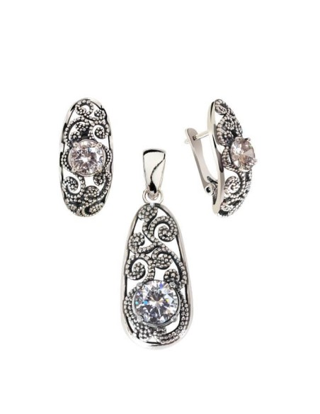 Silver pendant with white zircon W 2068