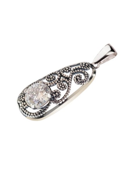 Silver pendant with white zircon W 2068