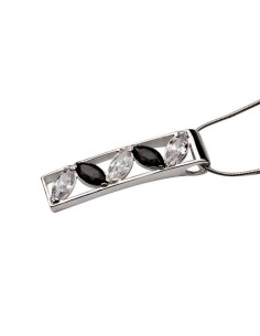 Silver pendant with cubic zirconia W 889 Black and white