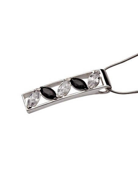 Silver pendant with cubic zirconia W 889 Black and white