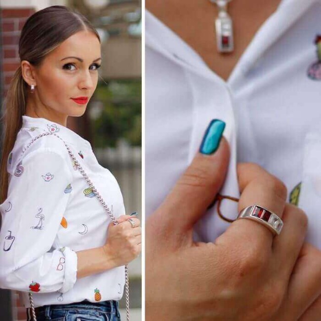 Silver ring with zircons PK 673