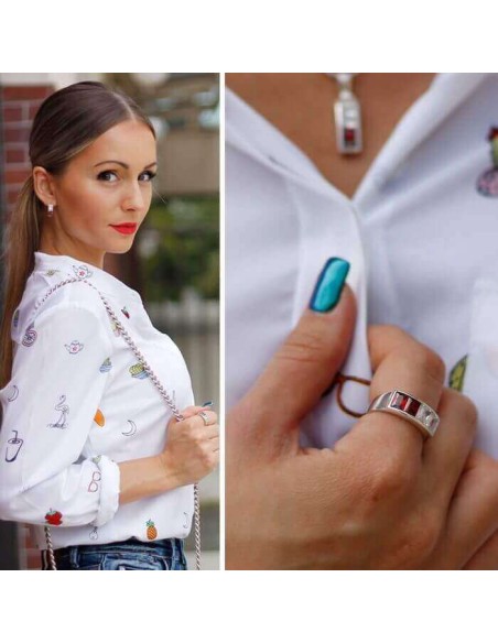 Silver ring with zircons PK 673