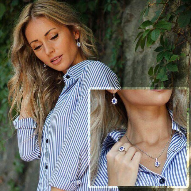 Silver ring decorated with zircons PK 1627