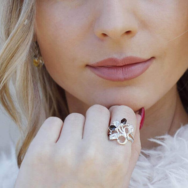 Silver ring with zircons PK 1635