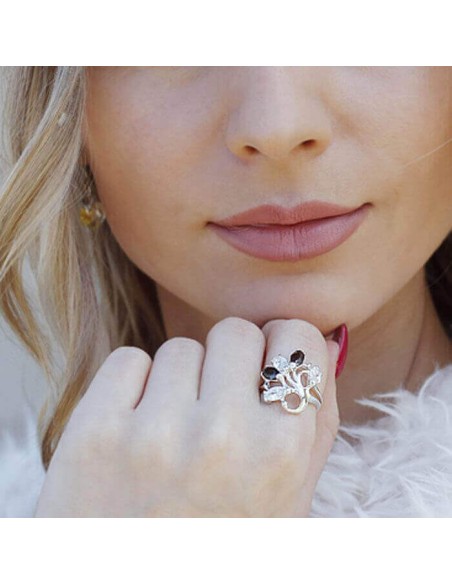 Silver ring with zircons PK 1635