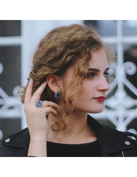 Srebrne kolczyki z kryształem Swarovski K3 1727|Polcaratdesign.pl Biżuteria