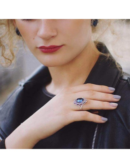 Srebrne kolczyki z kryształem Swarovski Oval K 1727|Polcaratdesign.pl Biżuteria