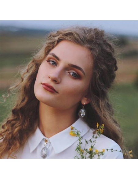 Silver oxidized pendant with cubic zirconia W 1777