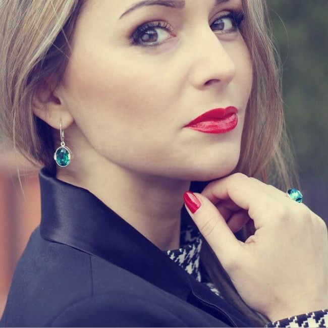 Silver earrings with zircons K2 1789