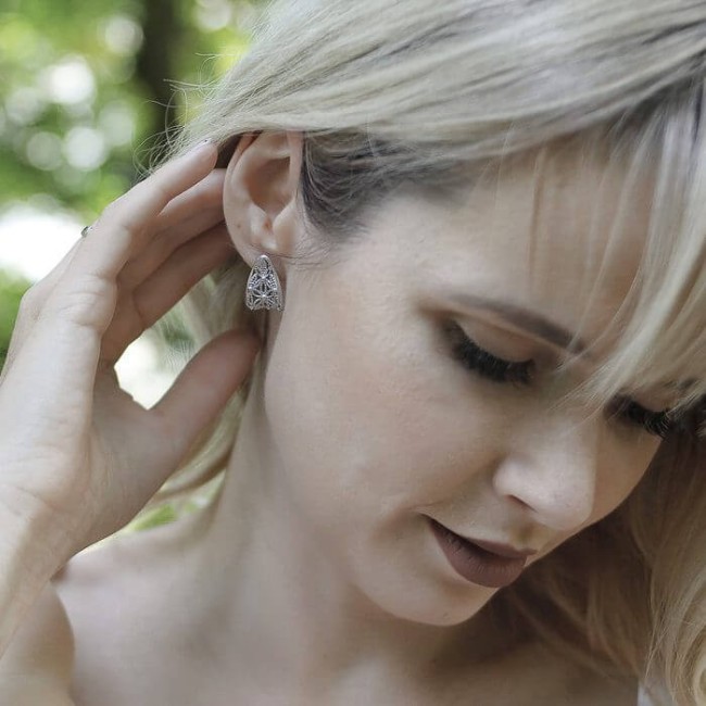 Silver oxidized earrings K3 1890