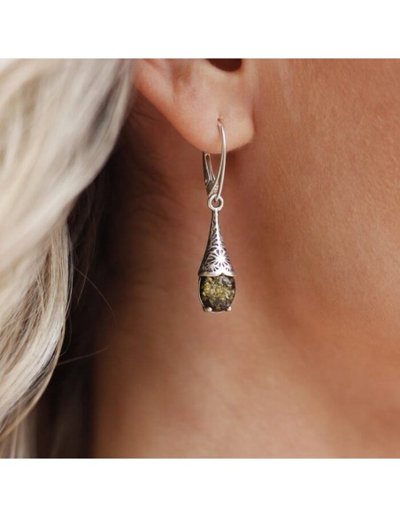 Silver set with green amber KPL 1970 amber