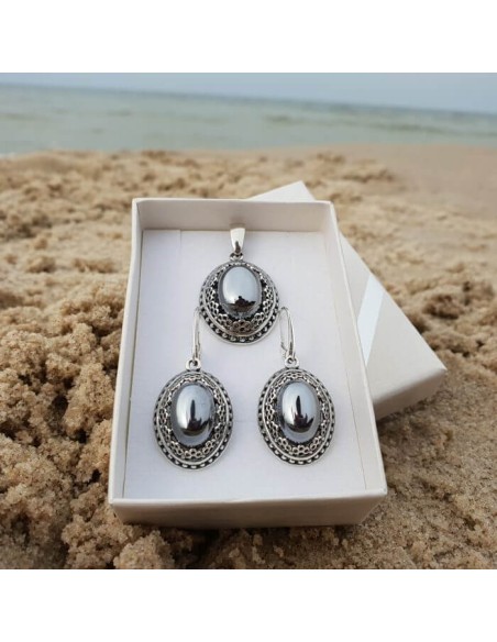 Srebrna oksydowana bransoletka z krzemem L 2023 krzem|Polcaratdesign.pl Biżuteria