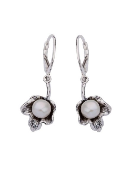 Silver pearl earrings K 1557